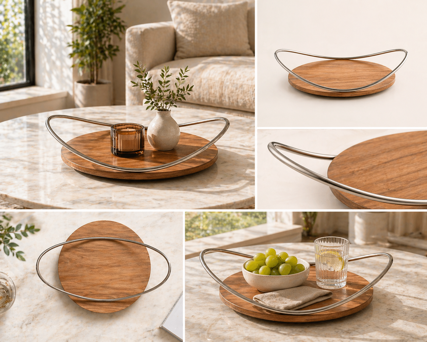 Wood Metal Serving Tray – Modern Balanced Decor UAE - Image 3