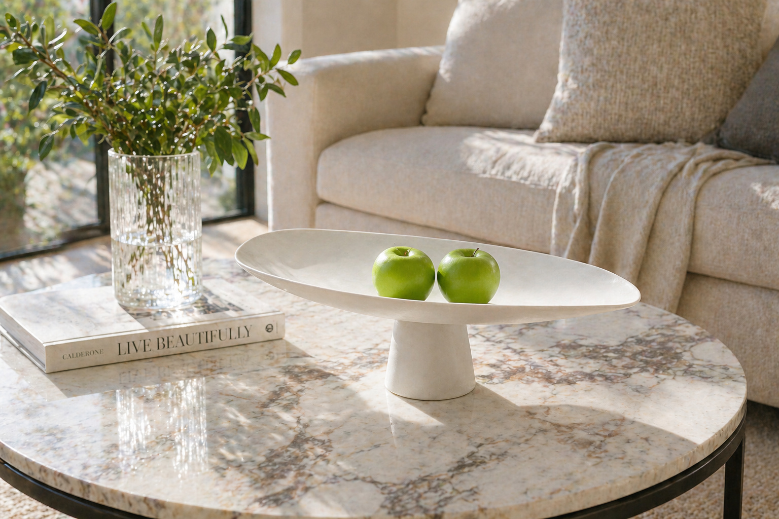 White Porcelain Display Bowl – Minimal Modern Decor UAE