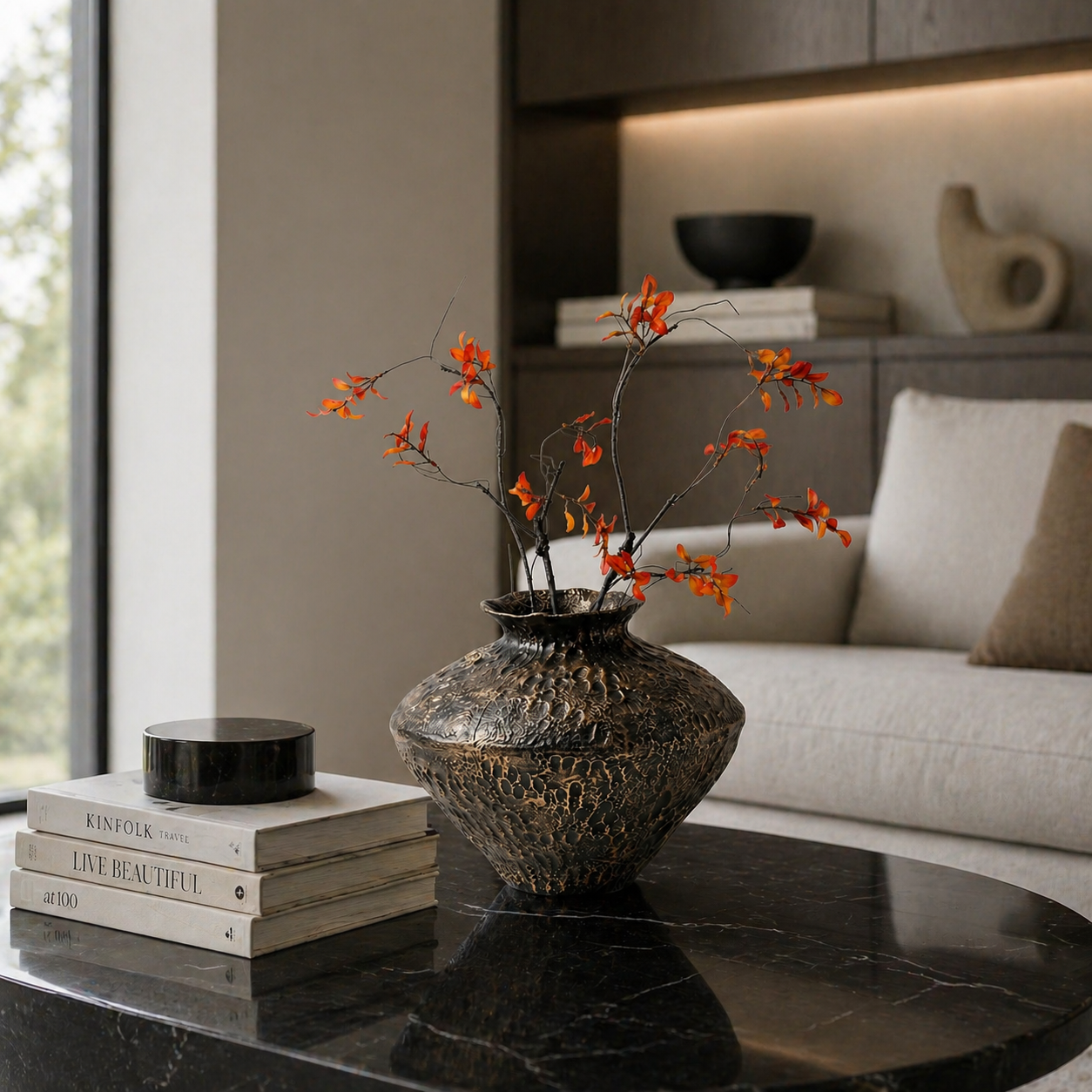 Antique Bronze Textured Decorative Vase UAE | Sculptural Vintage Metal Design
