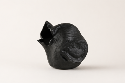 Black Organic Carved Sculptural Vase UAE | Modern Wabi-Sabi Design