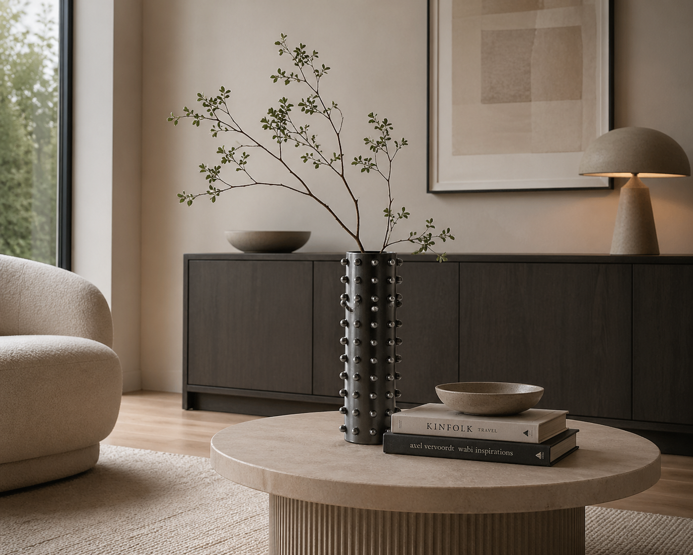 Black Studded Metal Decorative Vase UAE | Modern Industrial Decor