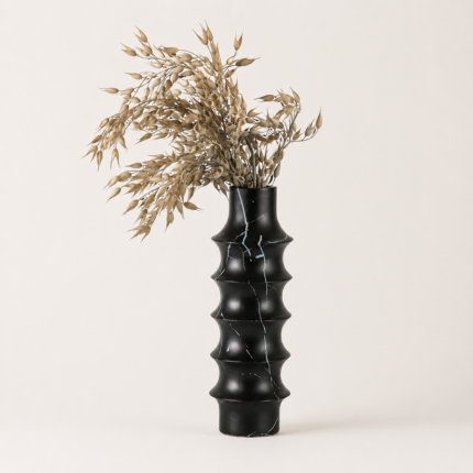Black Sculptural Spine Decorative Vase UAE | Modern Textured Design