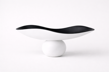 Black White Pedestal Tray – Sculptural Modern Decor UAE