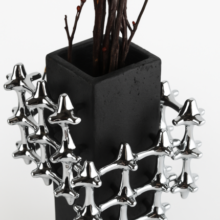 Black Silver Decorative Vase – Geometric Harmony