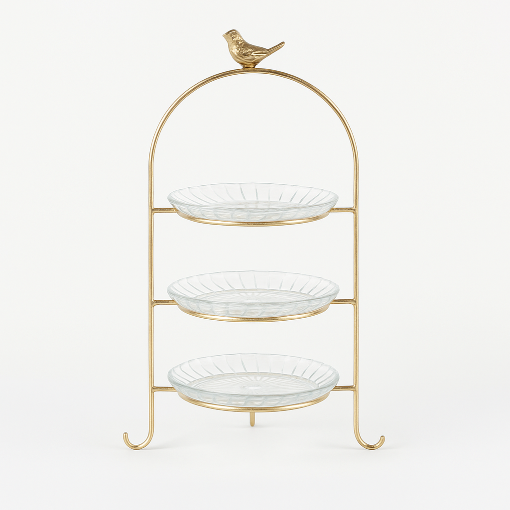 Birdsong Tier – 3-Tier Glass Dessert Stand