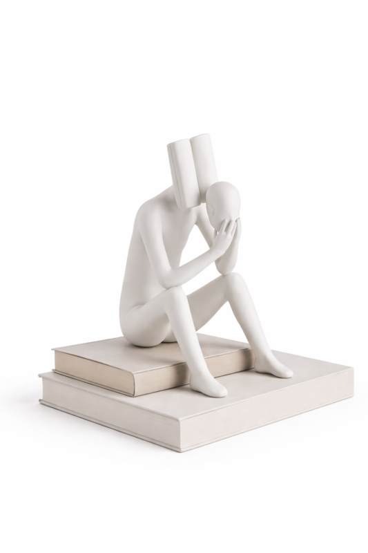 The Thinker – Abstract Seated Sculpture in White