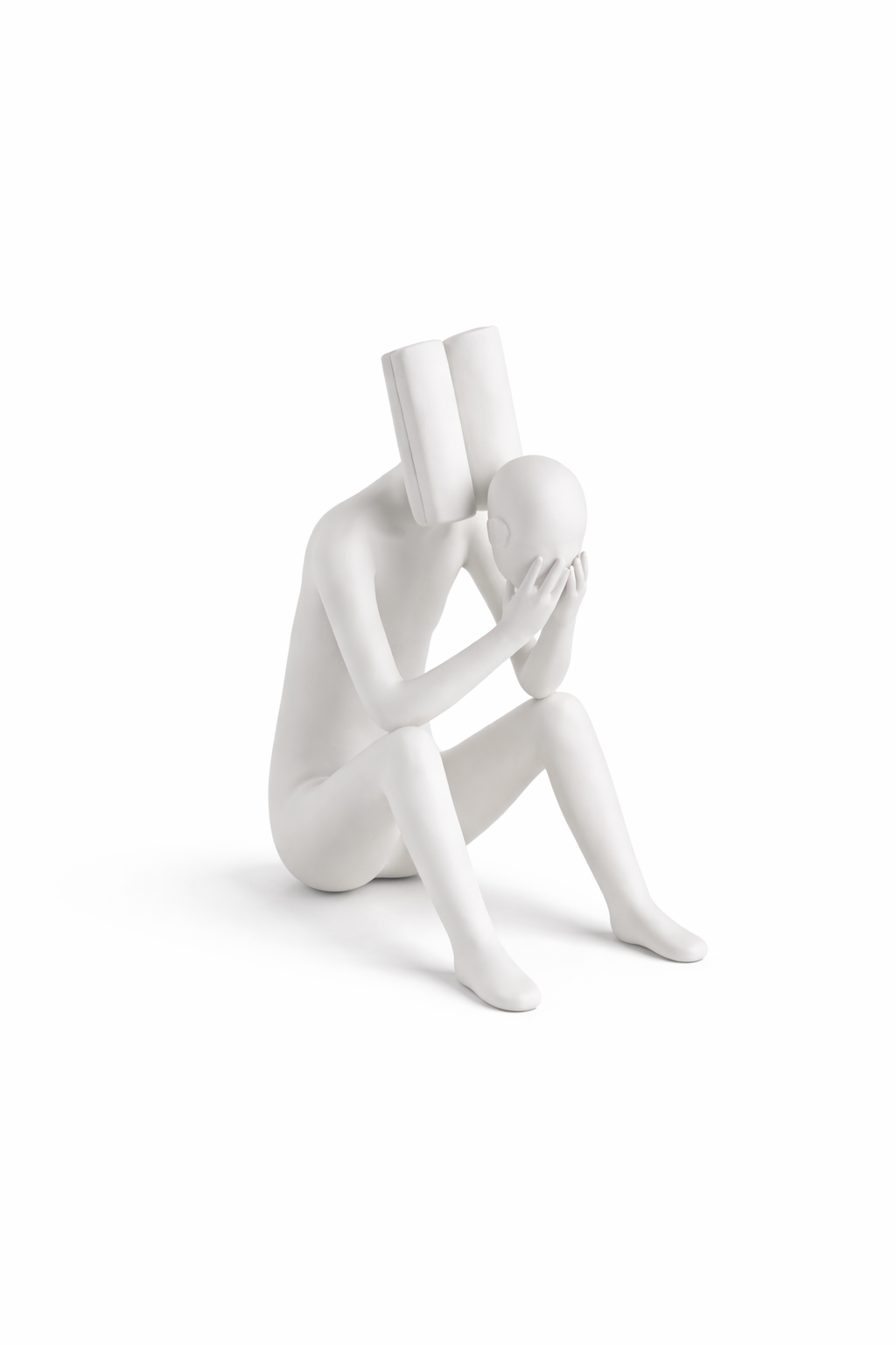 The Thinker – Abstract Seated Sculpture in White