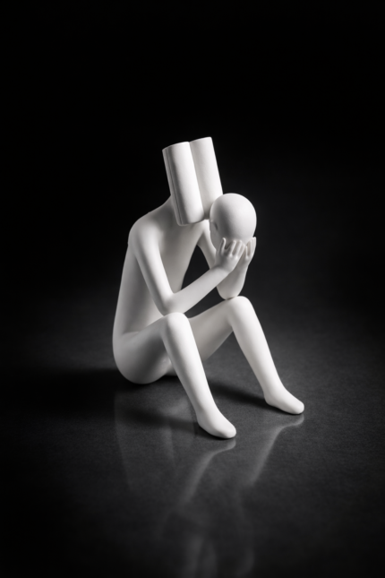 The Thinker – Abstract Seated Sculpture in White