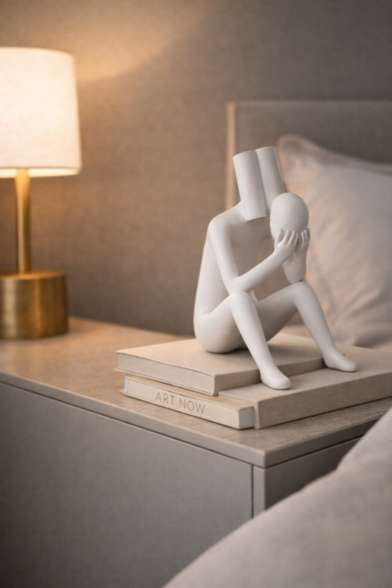The Thinker – Abstract Seated Sculpture in White