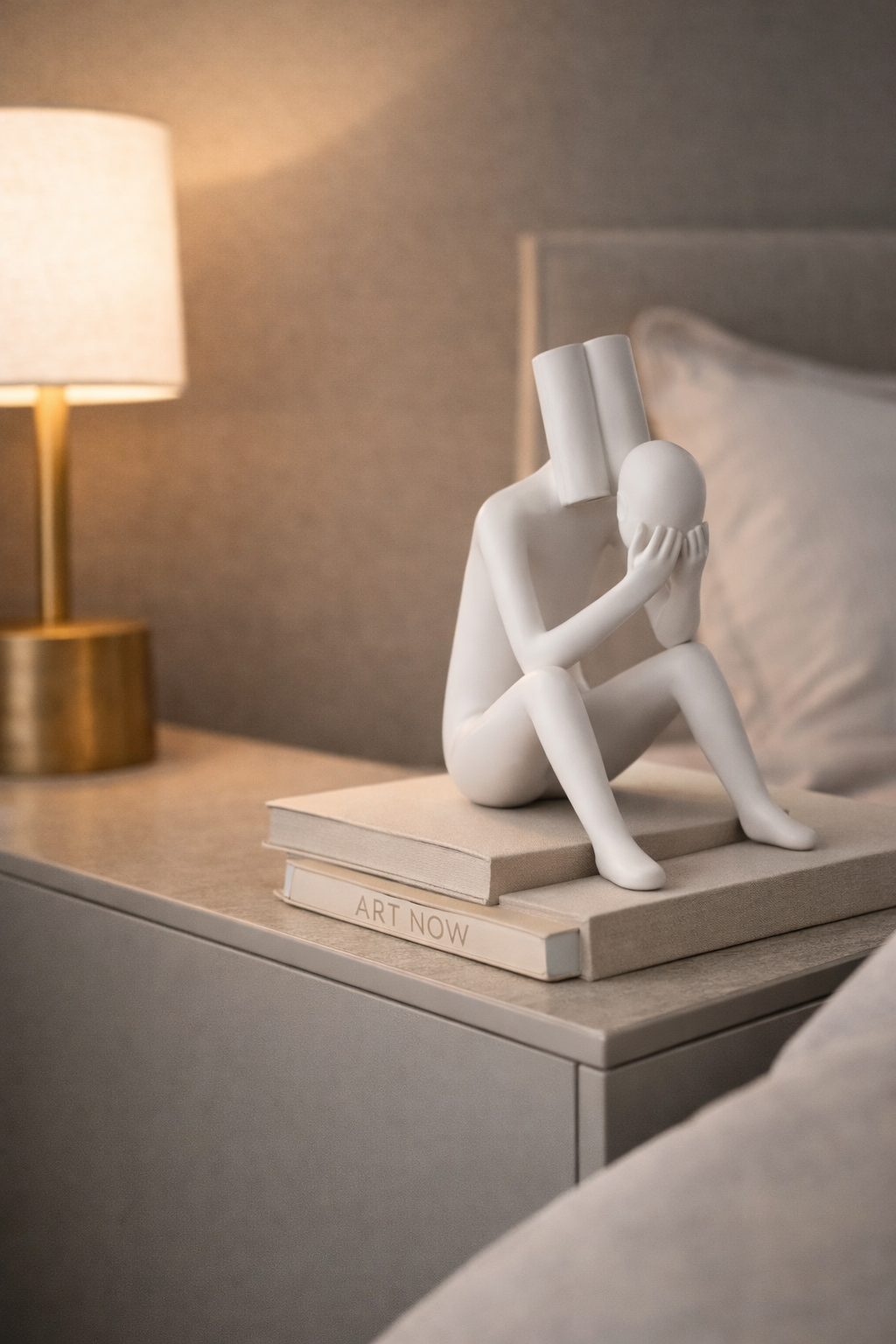 The Thinker – Abstract Seated Sculpture in White
