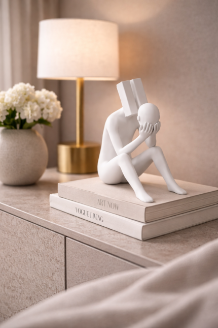 The Thinker – Abstract Seated Sculpture in White