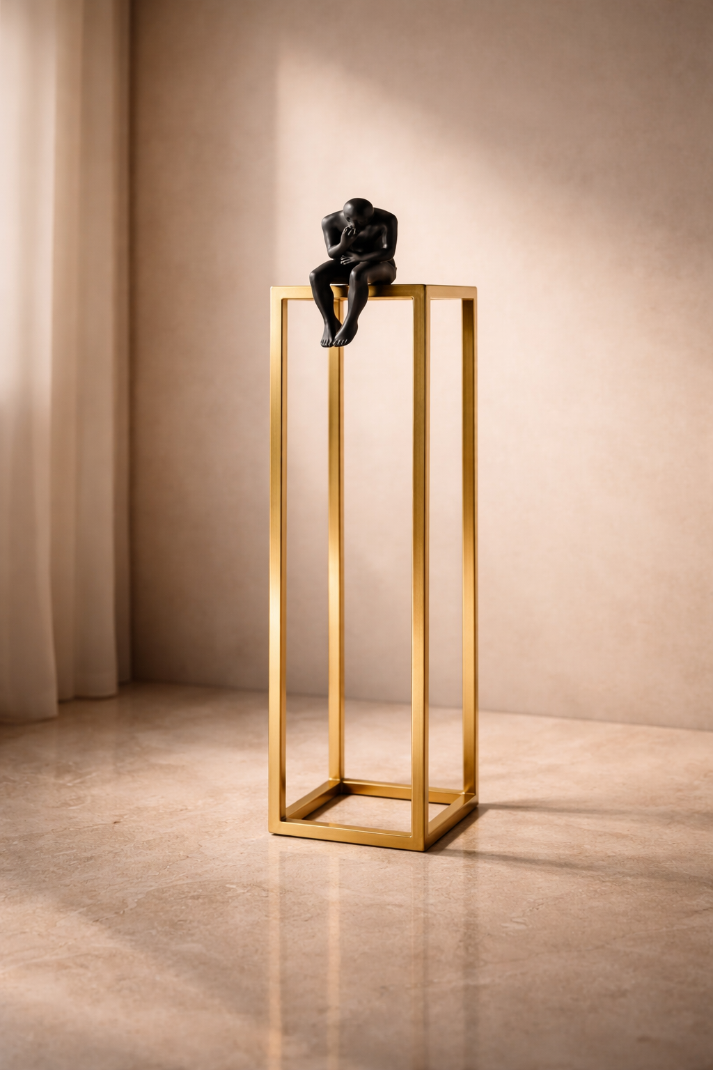 The Thinker – Large Black & Gold Decorative Sculpture