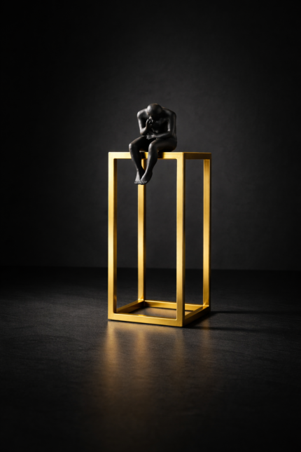 Small Black Gold Thinker Sculpture – Modern Desk Decor UAE
