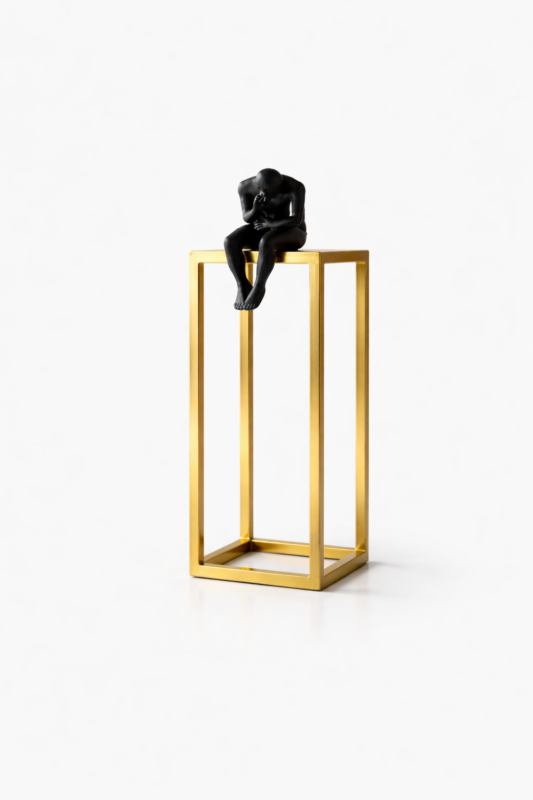 The Thinker – Small Black & Gold Decorative Sculpture