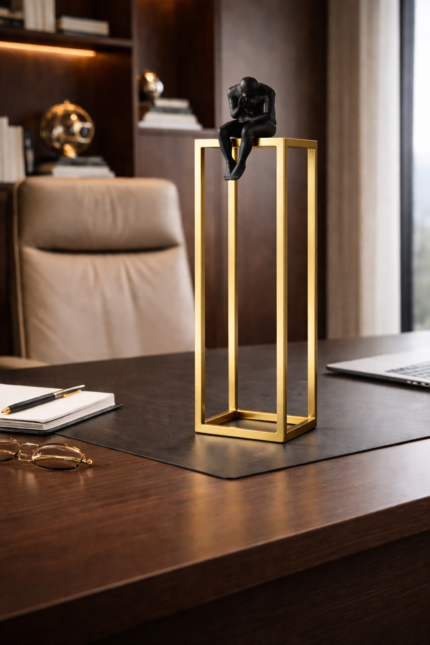 The Thinker – Large Black & Gold Decorative Sculpture