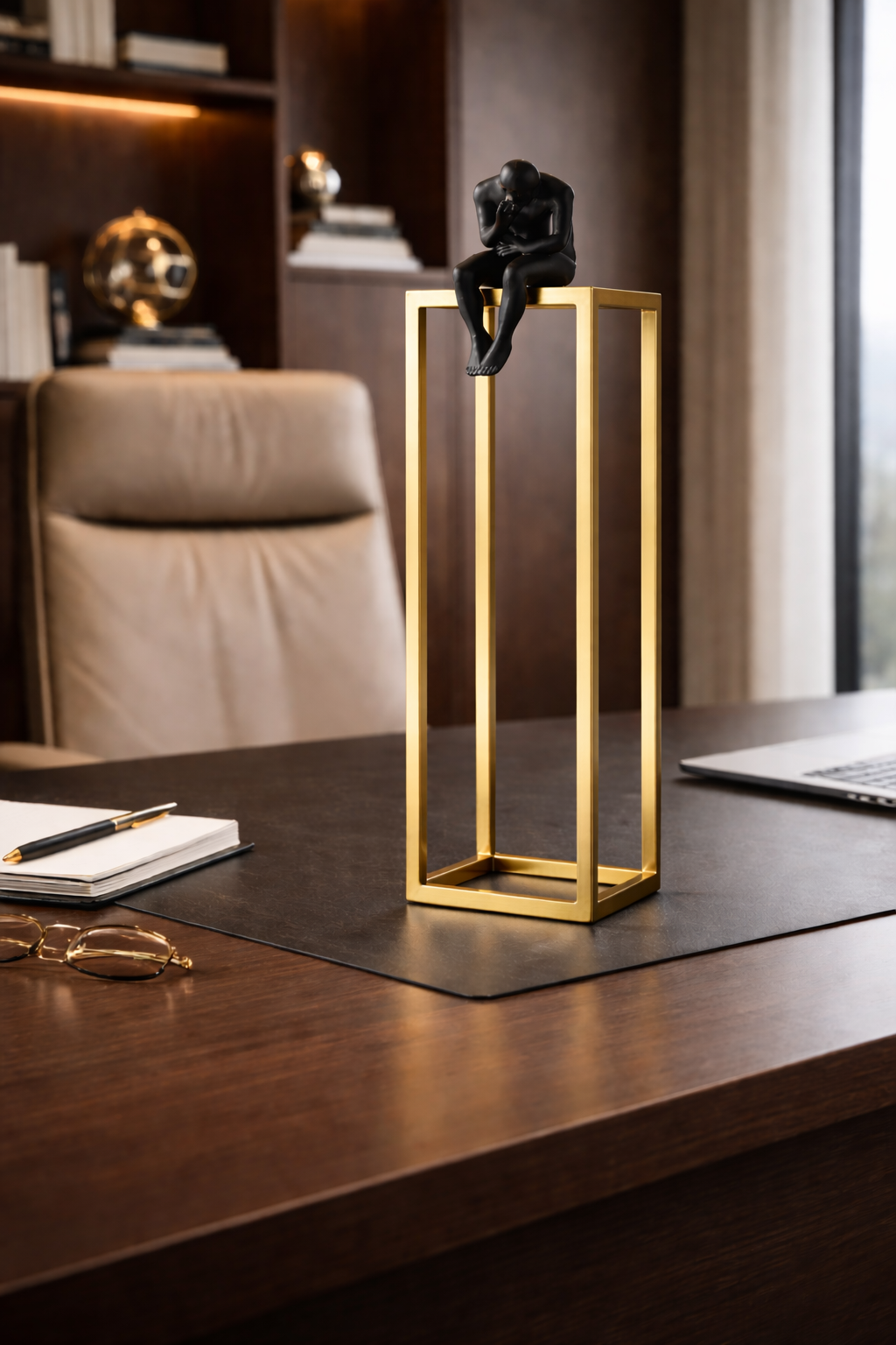 The Thinker – Large Black & Gold Decorative Sculpture