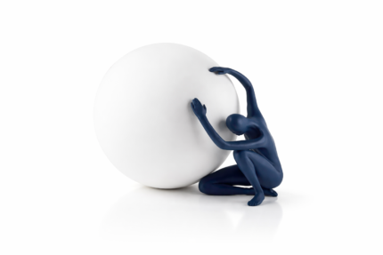 Atlas Re imagined – Blue Abstract Figure with White Sphere