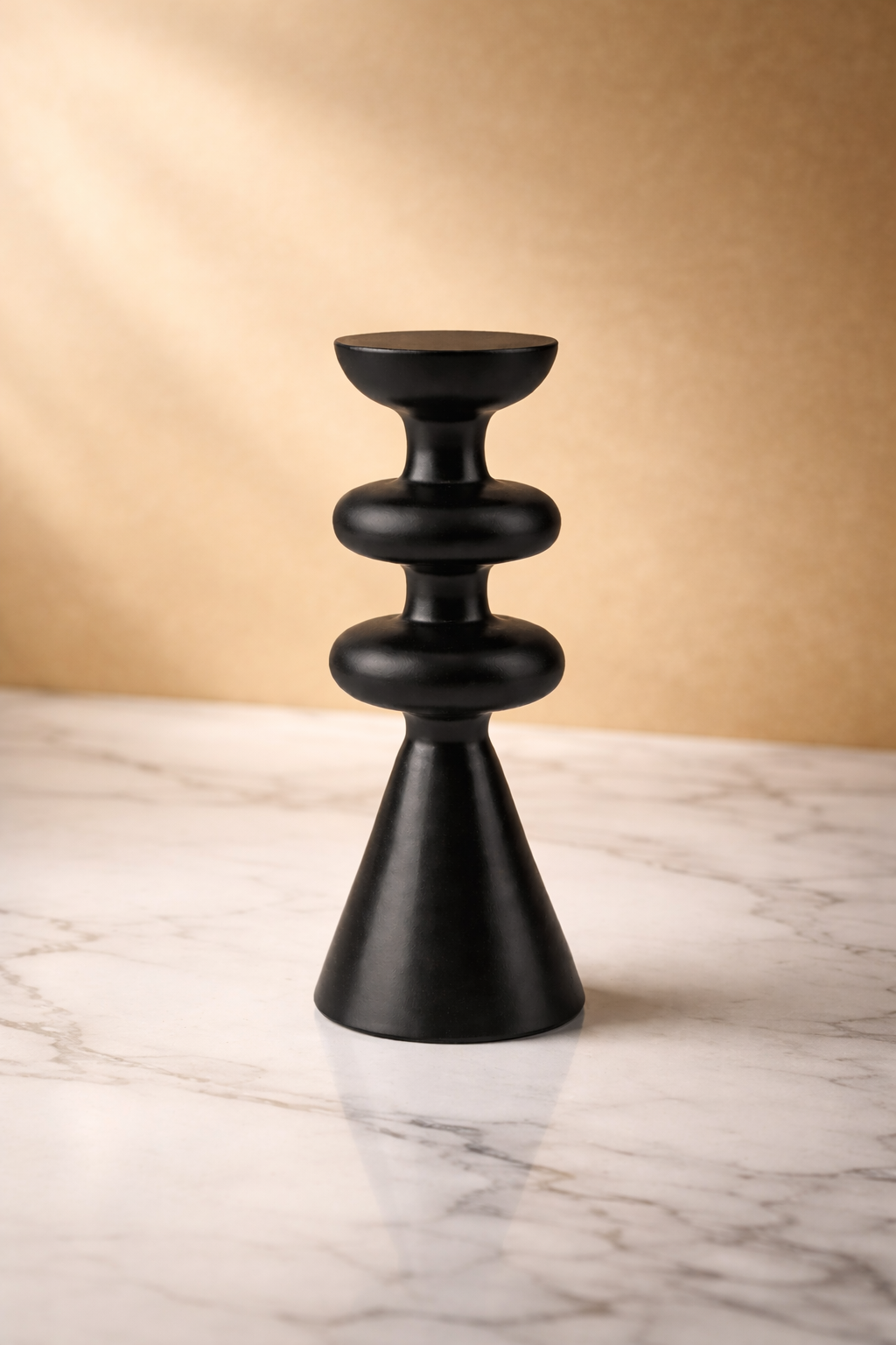 Black Sculptural Candle Holder Small – Modern Glow Accent