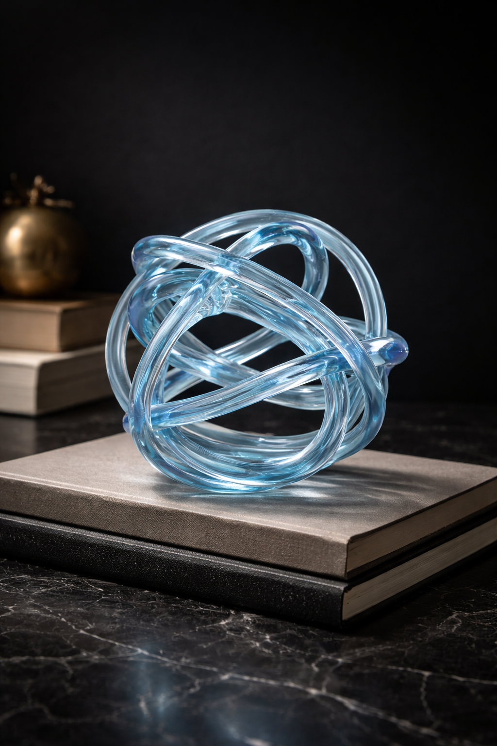 Blue Glass Orb Sculpture