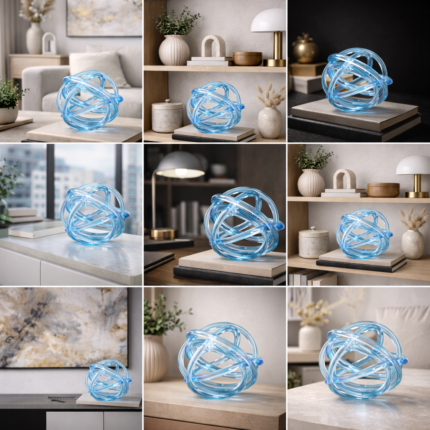 Blue Glass Orb Sculpture