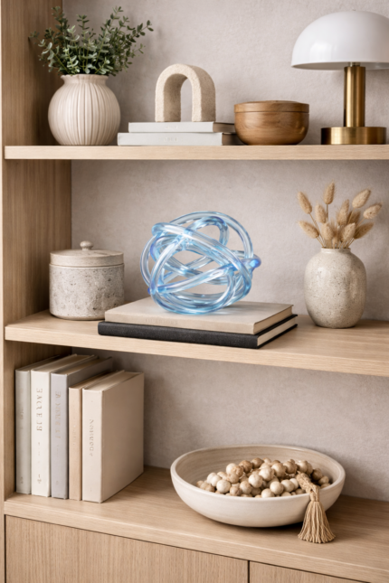 Blue Glass Orb Sculpture