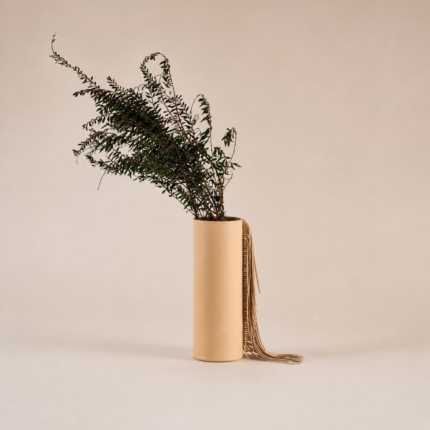 Glass & Leather Sculptural Vase UAE | Gold Cut Edge Modern Design