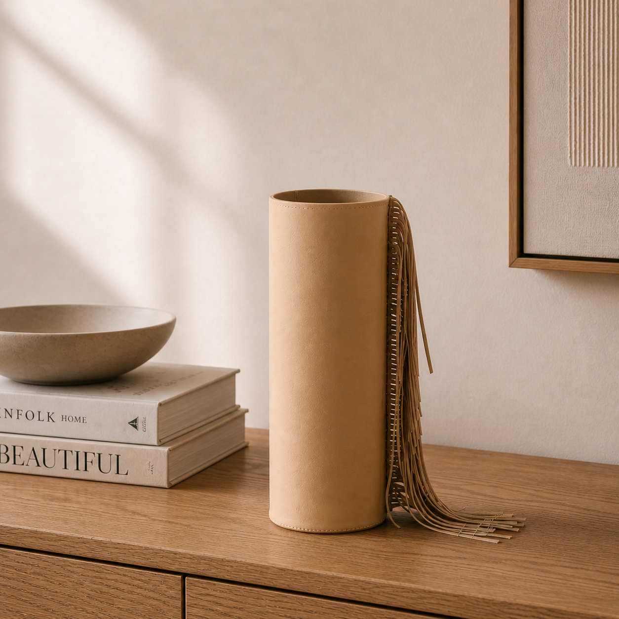 Glass & Leather Sculptural Vase UAE | Gold Cut Edge Modern Design