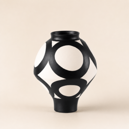 Black Hollow Geometric Sculptural Vase UAE | Modern Monochrome Design