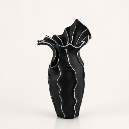 Black Sculptural Bloom Vase UAE | Modern Statement Decor