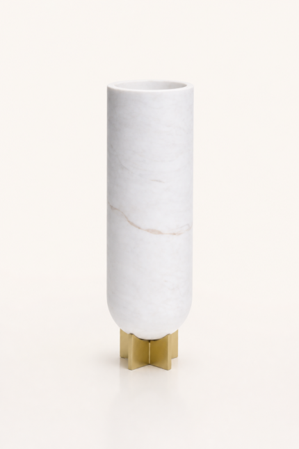 Marble Sculptural Vase with Brass Base UAE | Luxury Modern Decor