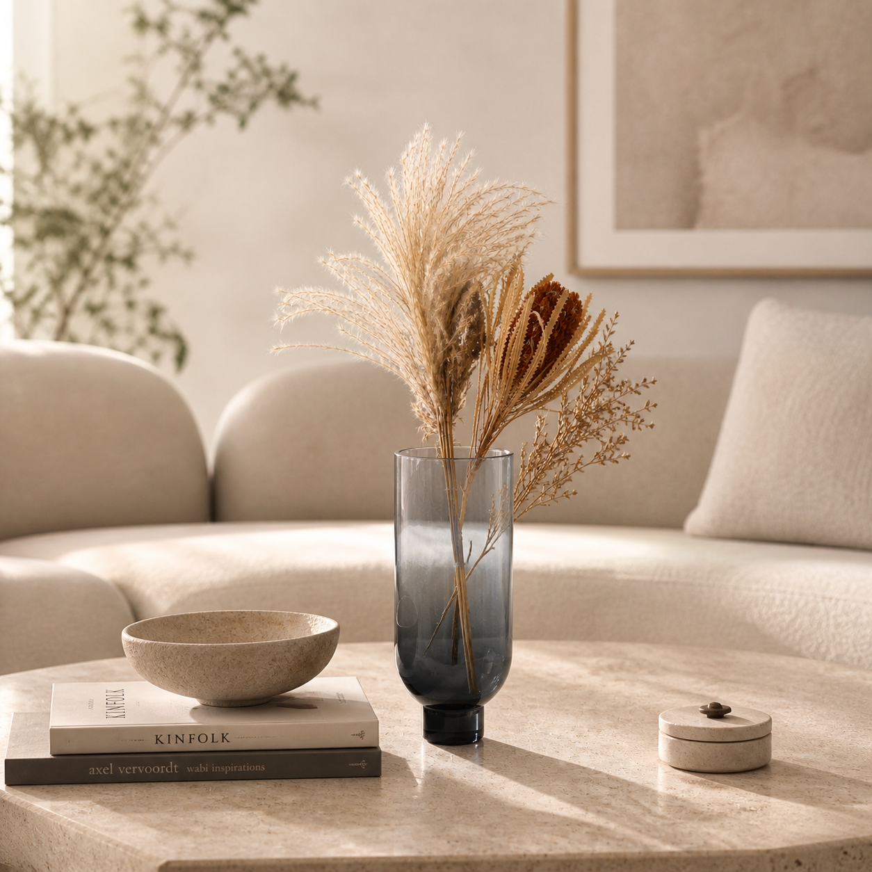 Smoked Grey Glass Decorative Vase UAE | Modern Gradient Design