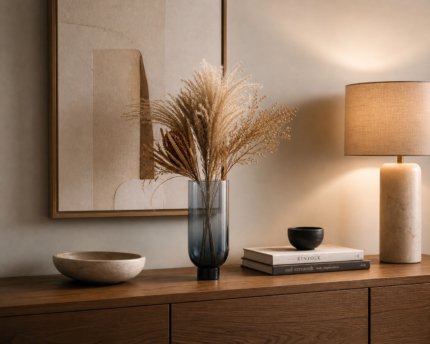 Smoked Grey Glass Decorative Vase UAE | Modern Gradient Design