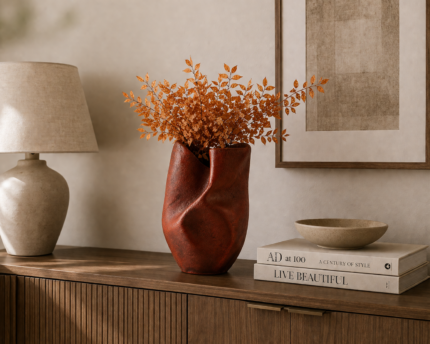 Red Sculptural Vase UAE | Modern Statement Decor
