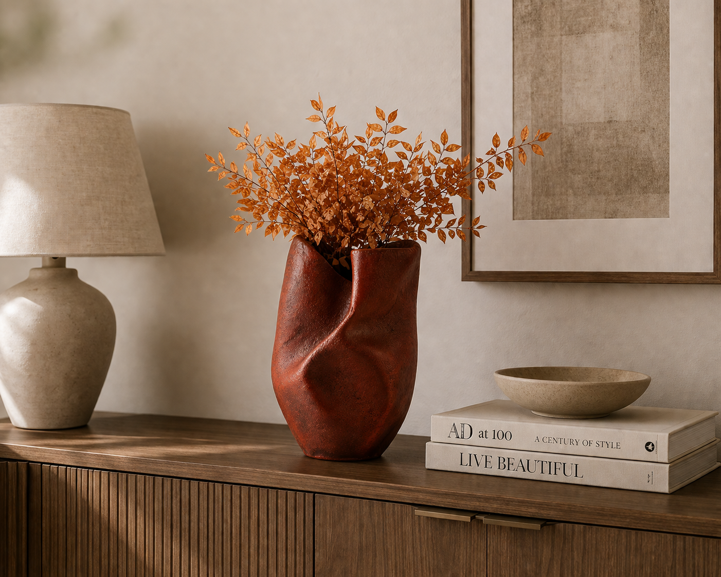 Red Sculptural Vase UAE | Modern Statement Decor