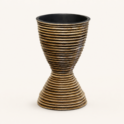 Terracotta Layered Sculptural Vase UAE | Modern Strata Hourglass Design