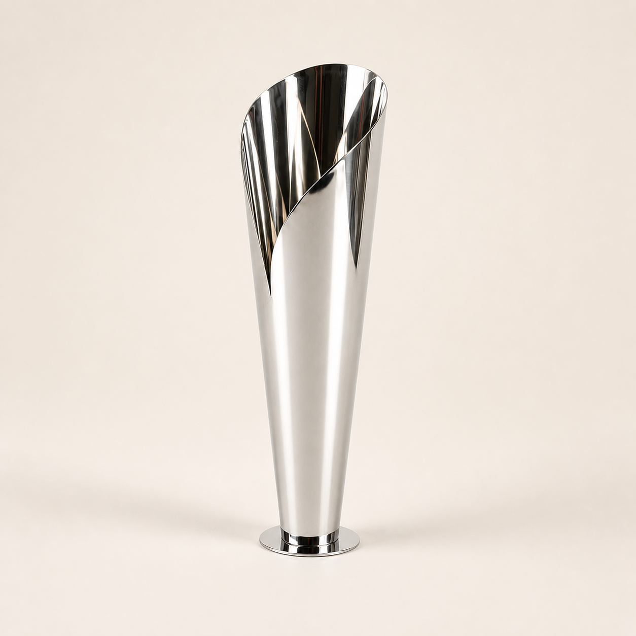 Tall Sculptural Silver Vase UAE | Modern Statement Decor