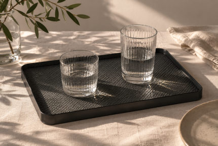 Graphite Minimalist Tray – Modern Grid Decor UAE