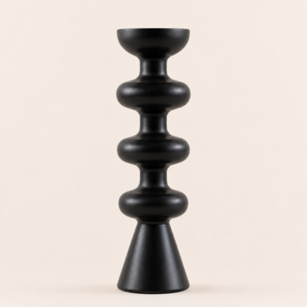 Black Sculptural Candle Holder Large – Modern Glow Decor UAE