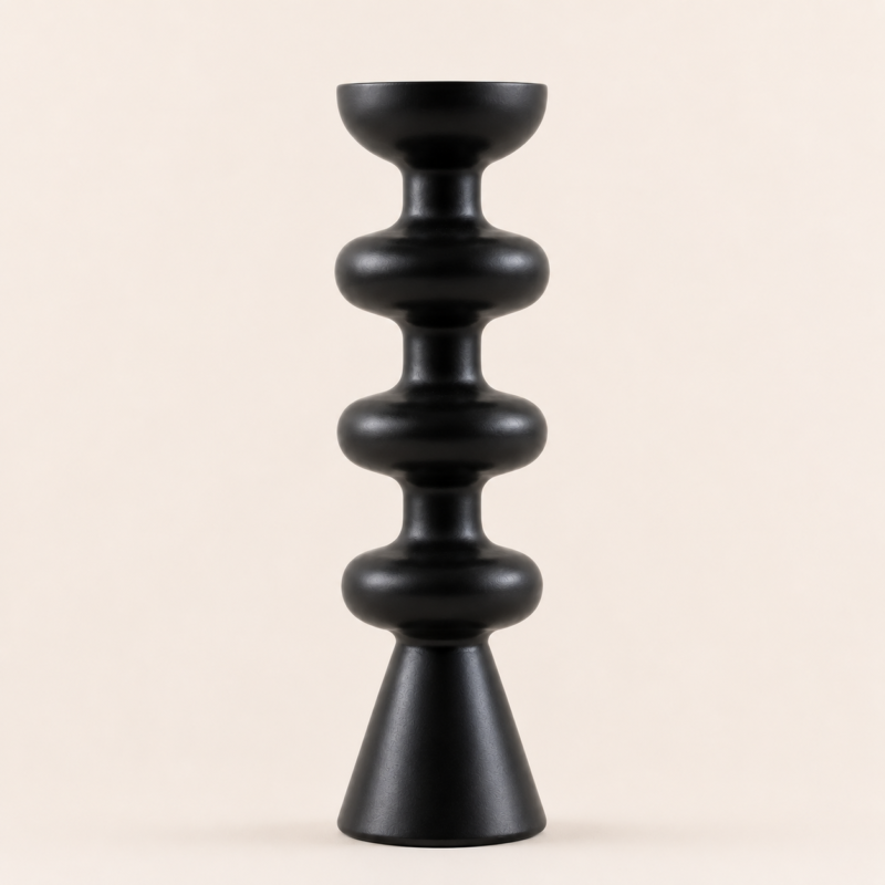 Black Sculptural Candle Holder Large – Modern Glow Decor UAE