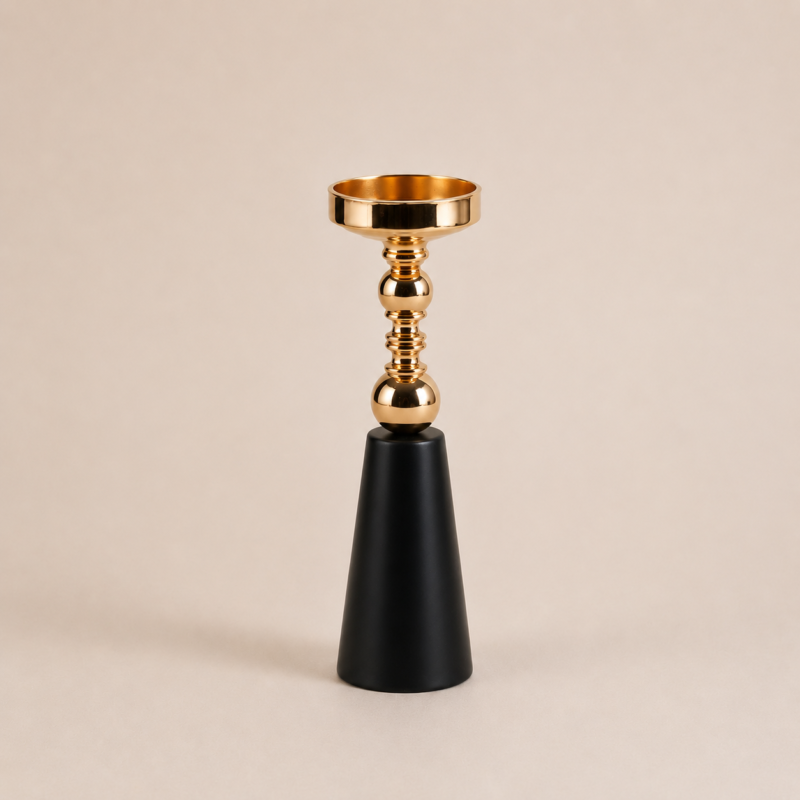 Large Black Gold Candle Holder – Modern Luxury Decor UAE