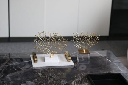 Coral Elegance on White Marble Base – Decorative Coral Sculpture