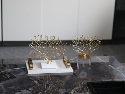 Coral Elegance on White Marble Base – Decorative Coral Sculpture