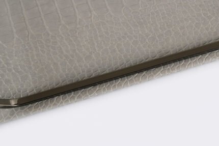 Industrial Luxe Tray – rustic metal and leather tray for modern industrial decor.