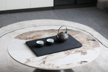 Obsidian Lines Black Tray – Modern Artistic Decor UAE