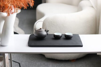 Obsidian Lines Black Tray – Modern Artistic Decor UAE