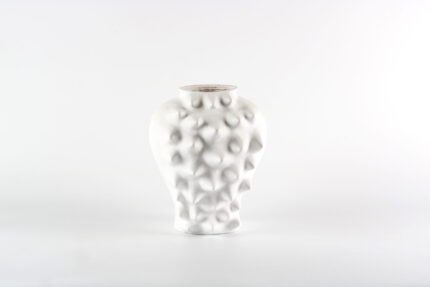 White Geometric Faceted Sculptural Vase UAE | Modern Textured Design