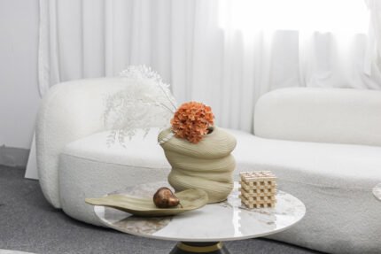 Leaf shaped bohemian tray with organic curves and natural finish.