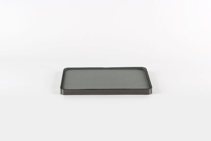 Graphite Grid Minimalist Tray – modern textured tray in graphite with dark border.