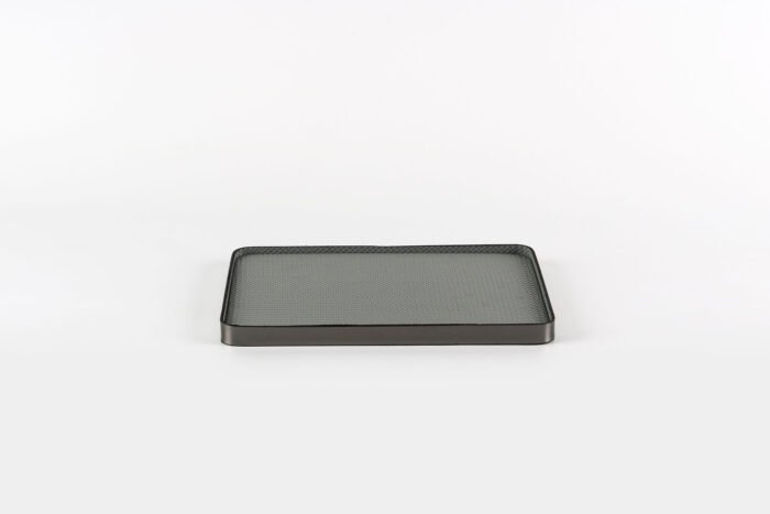 Graphite Grid Minimalist Tray – modern textured tray in graphite with dark border.