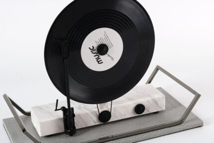 Industrial Luxe Tray – rustic metal and leather tray for modern industrial decor.